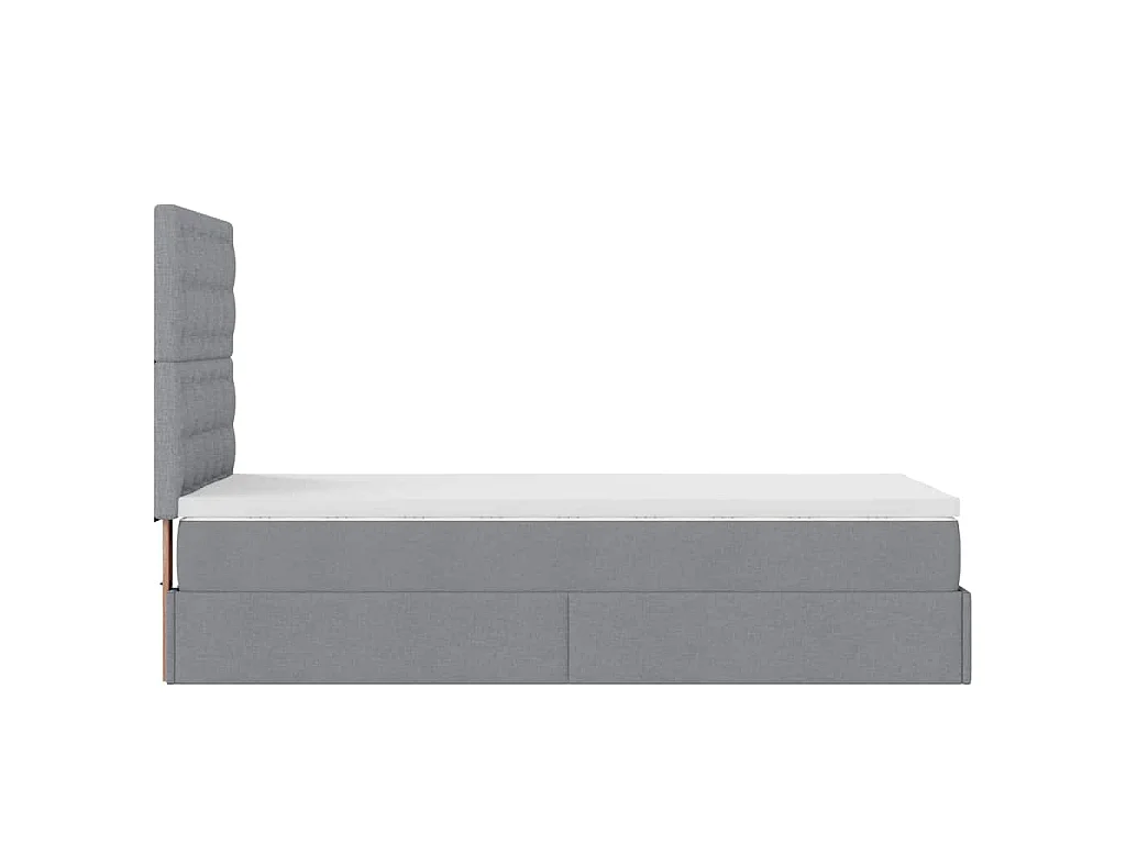 Ottoman-Bett mit Matratze & LEDs Hellgrau 90x190 cm Stoff