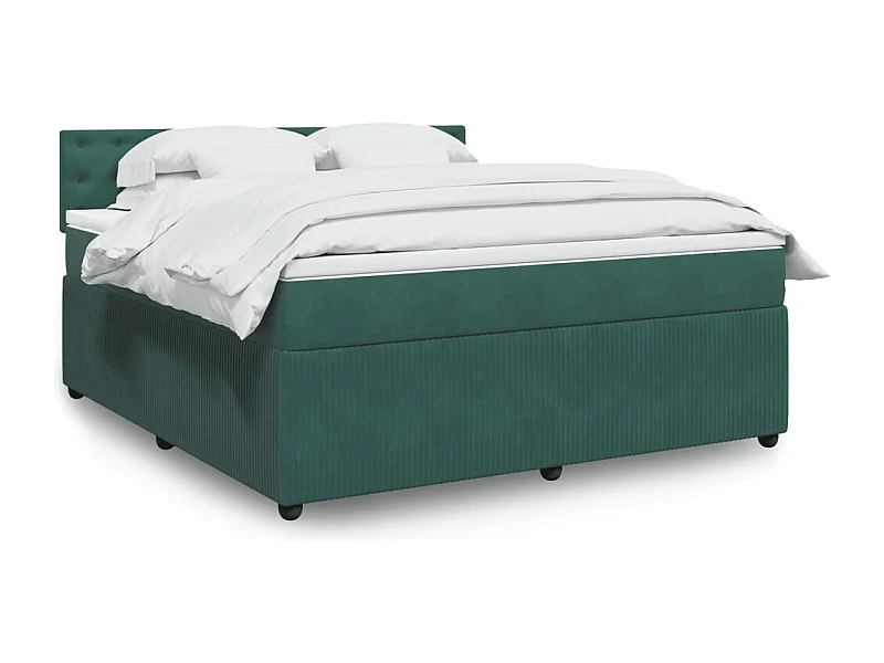 Boxspring met matras fluweel donkergroen 180x200 cm