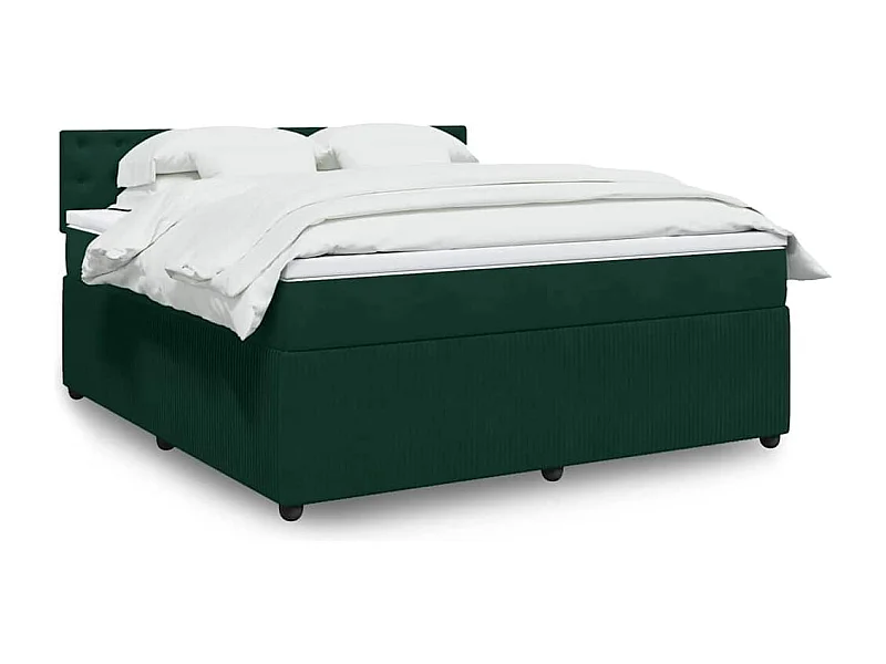 Cama box spring con colchón terciopelo verde oscuro 180x200 cm