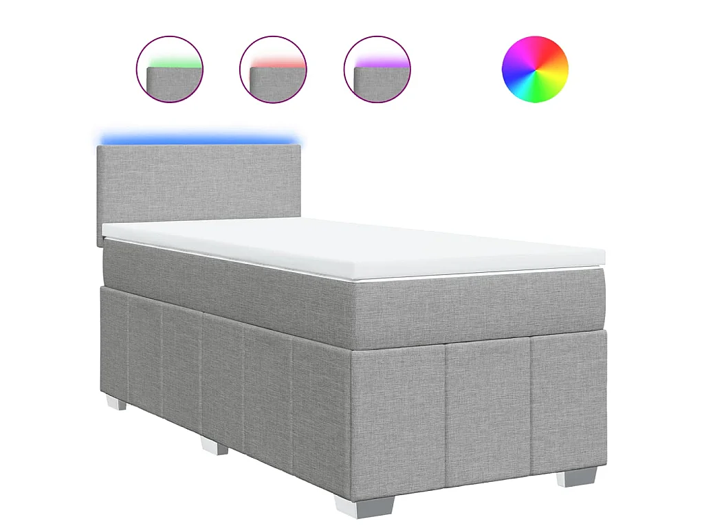 Boxspringbett mit Matratze Hellgrau 90x200 cm Stoff