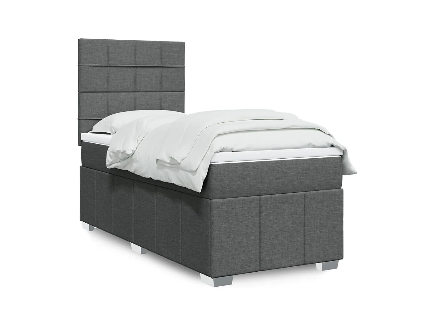 Boxspring met matras stof donkergrijs 90x190 cm