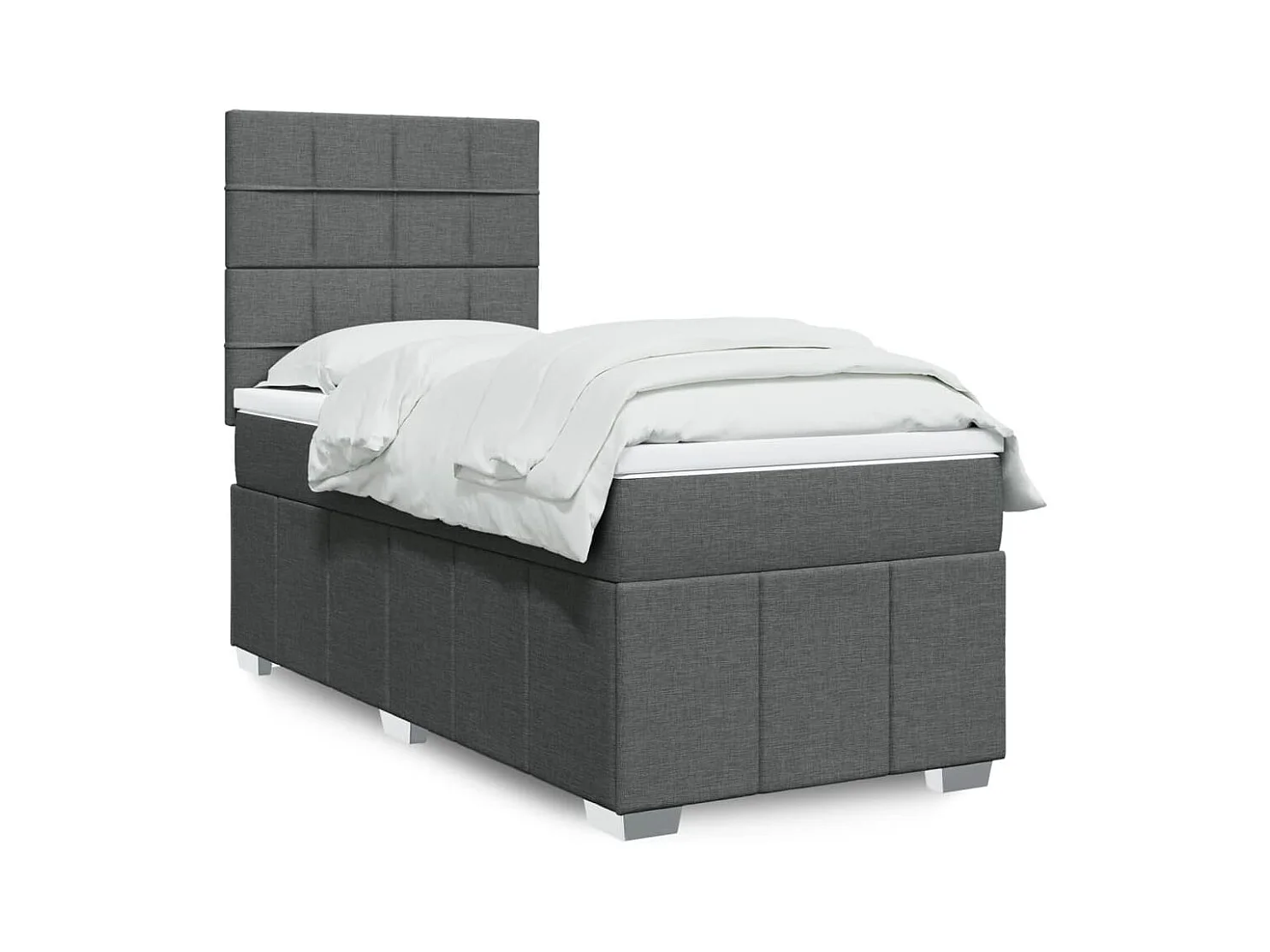 Boxspring met matras stof donkergrijs 90x190 cm