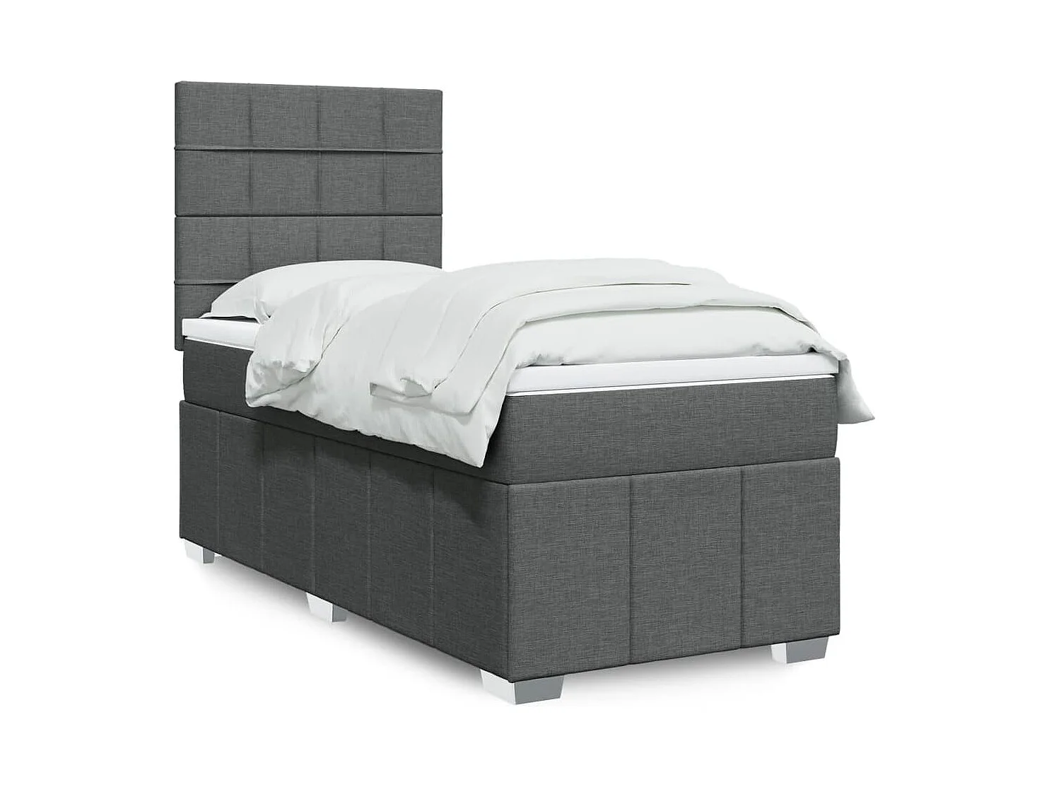 Boxspring met matras stof donkergrijs 90x190 cm