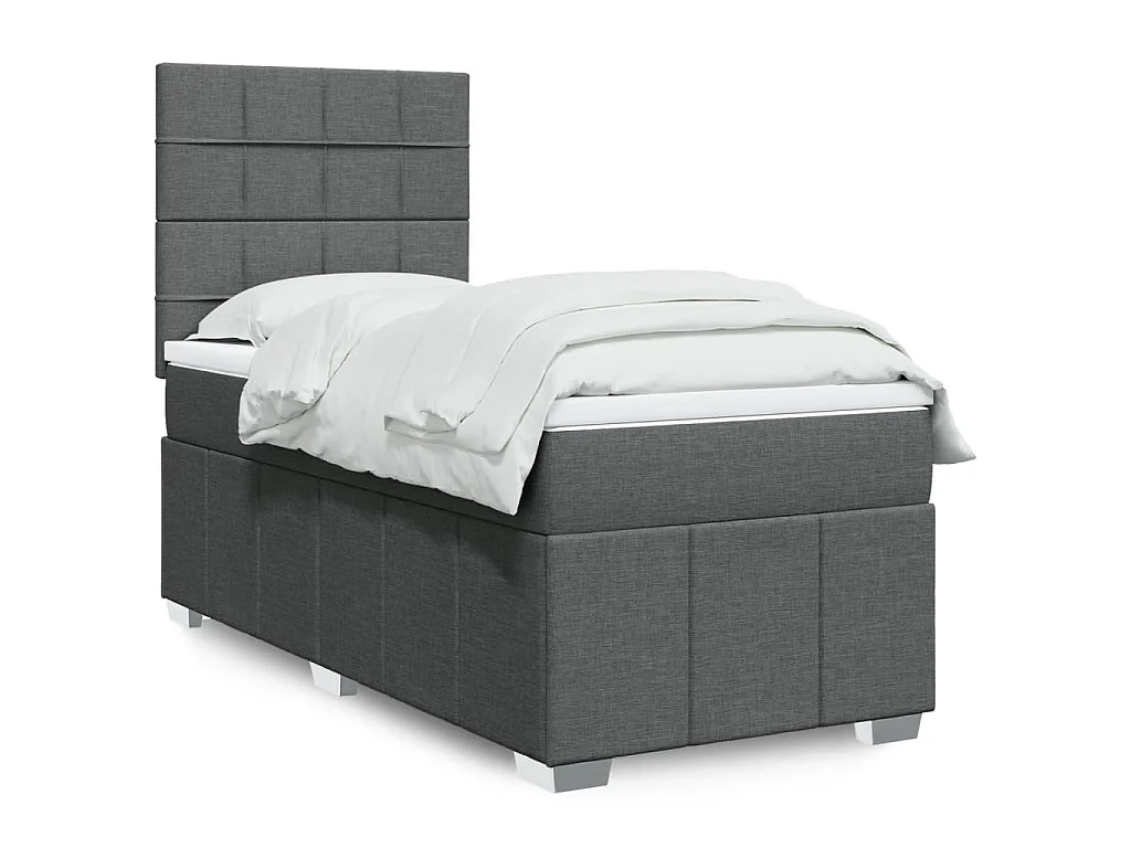 Sommier à lattes de lit et matelas Gris foncé 90x190 cm Tissu