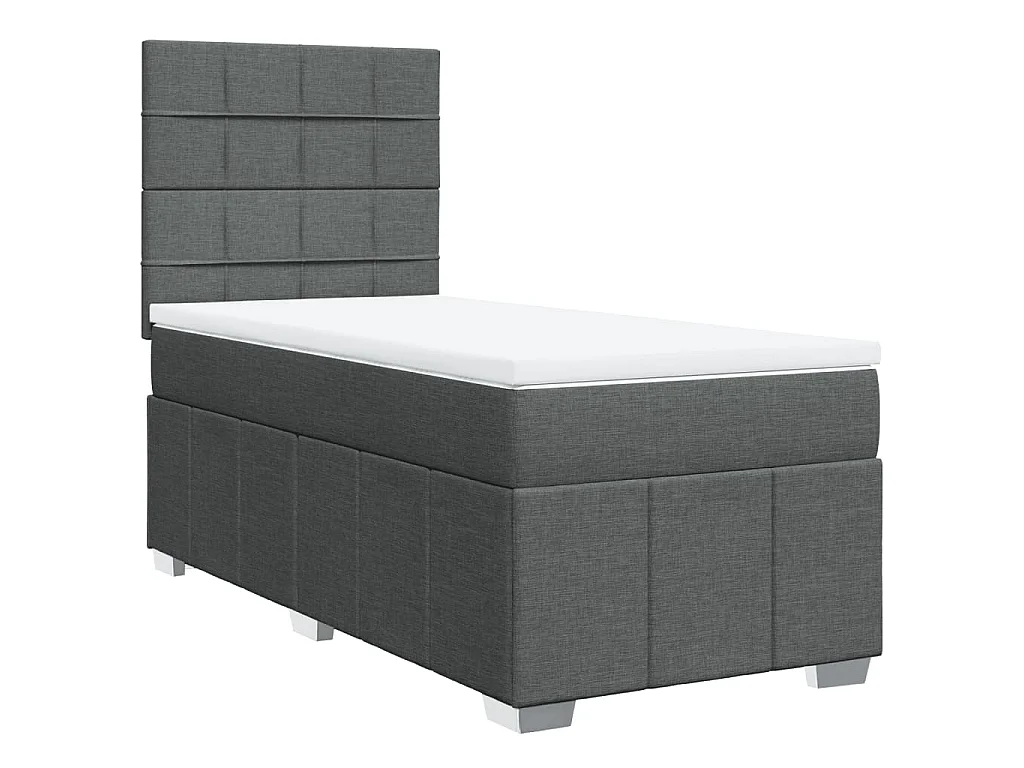 Giroletto a Molle con Materasso Grigio Scuro 90x190 cm Tessuto