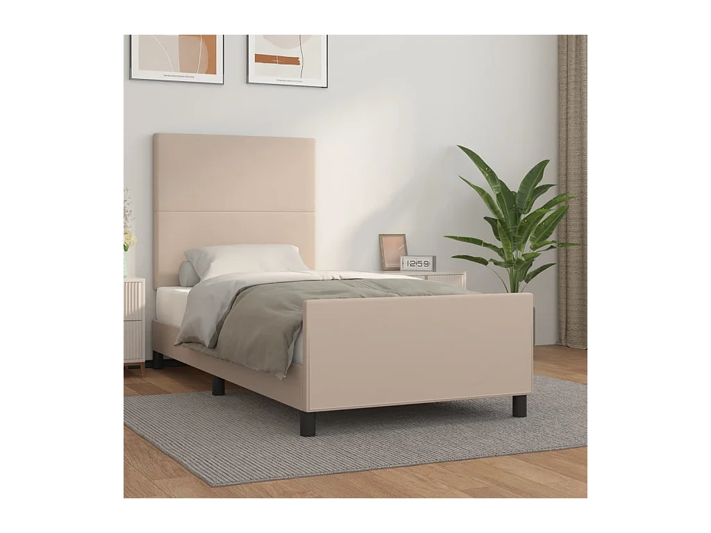 Bettgestell mit Kopfteil Cappuccino-Braun 90x190 cm Kunstleder