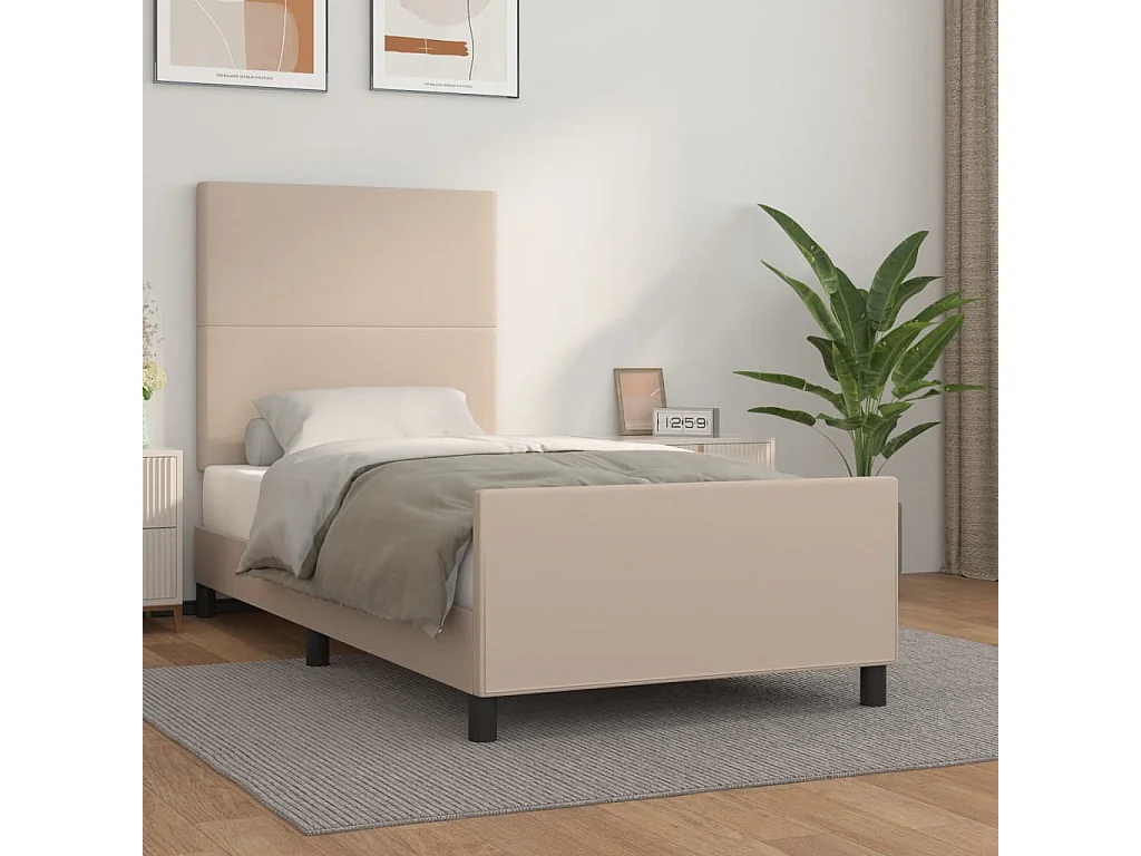 Bettgestell mit Kopfteil Cappuccino-Braun 90x190 cm Kunstleder