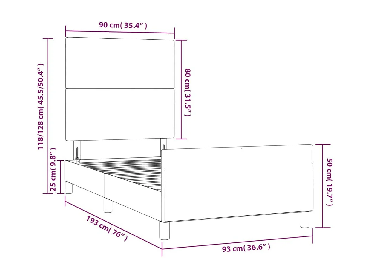 Bettgestell mit Kopfteil Cappuccino-Braun 90x190 cm Kunstleder