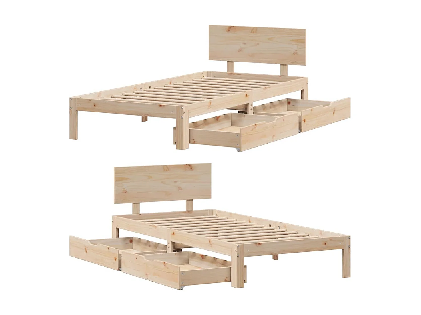 Cadre de lit avec tiroirs sans matelas 90x190 cm