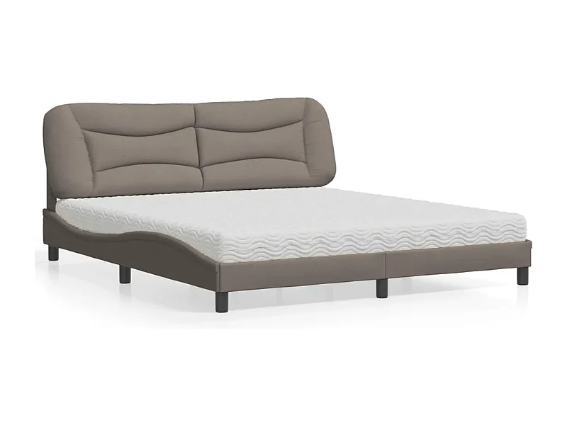 Lit avec matelas Hvar taupe 180x200 cm tissu