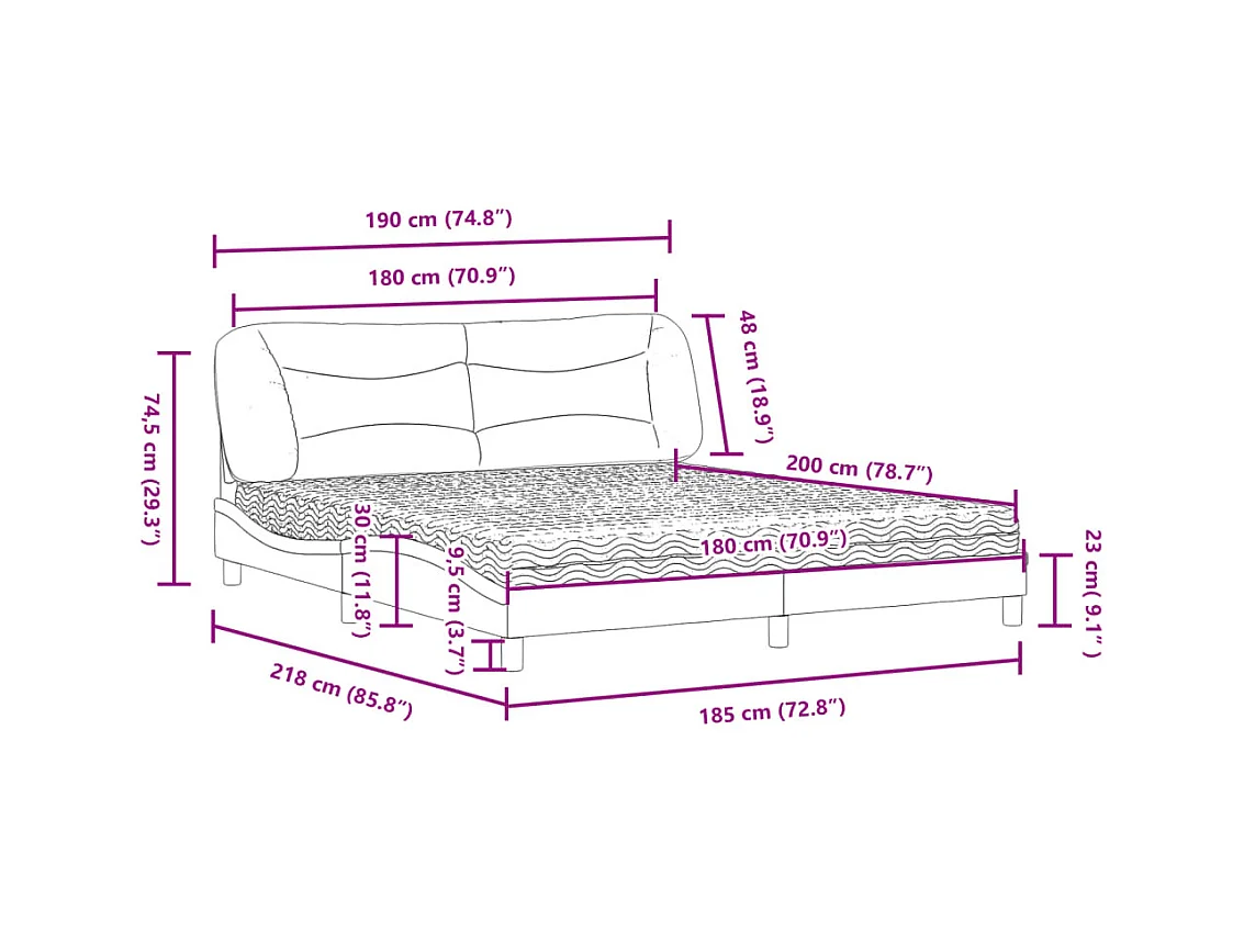 Lit avec matelas Hvar taupe 180x200 cm tissu