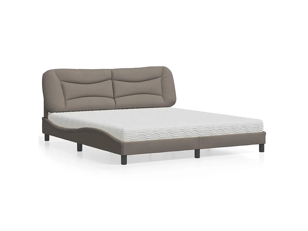Bed met matras "Hvar" stof taupe 180x200 cm