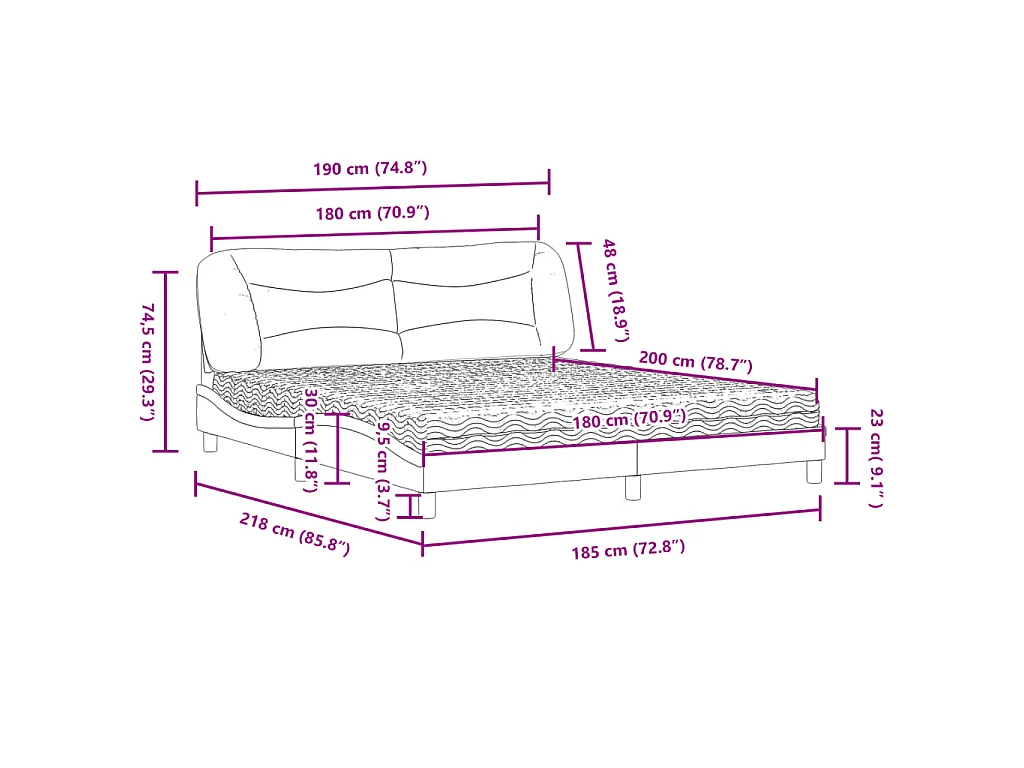 Bed met matras "Hvar" stof taupe 180x200 cm