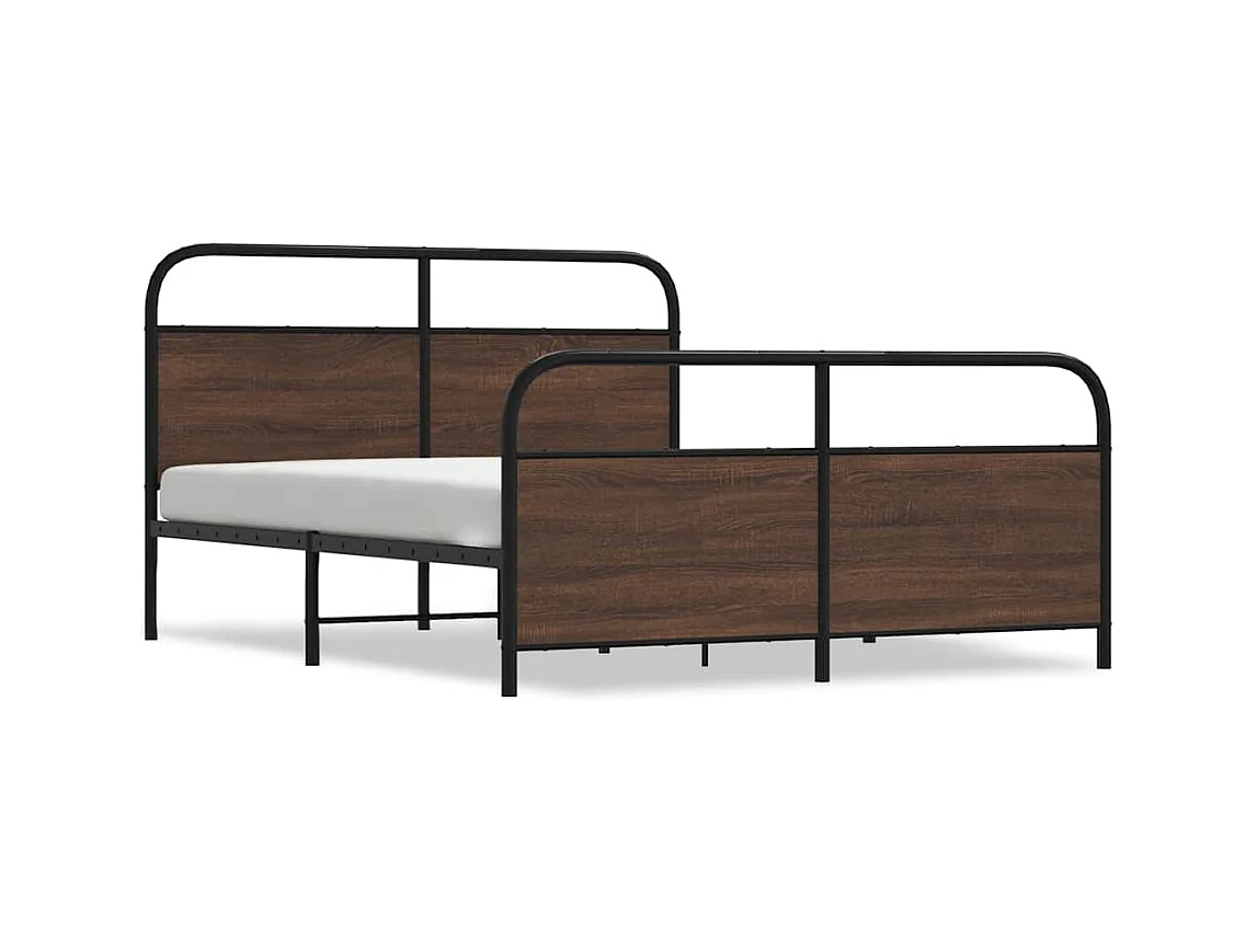 Cadre de lit en métal sans matelas chêne marron 160x200 cm