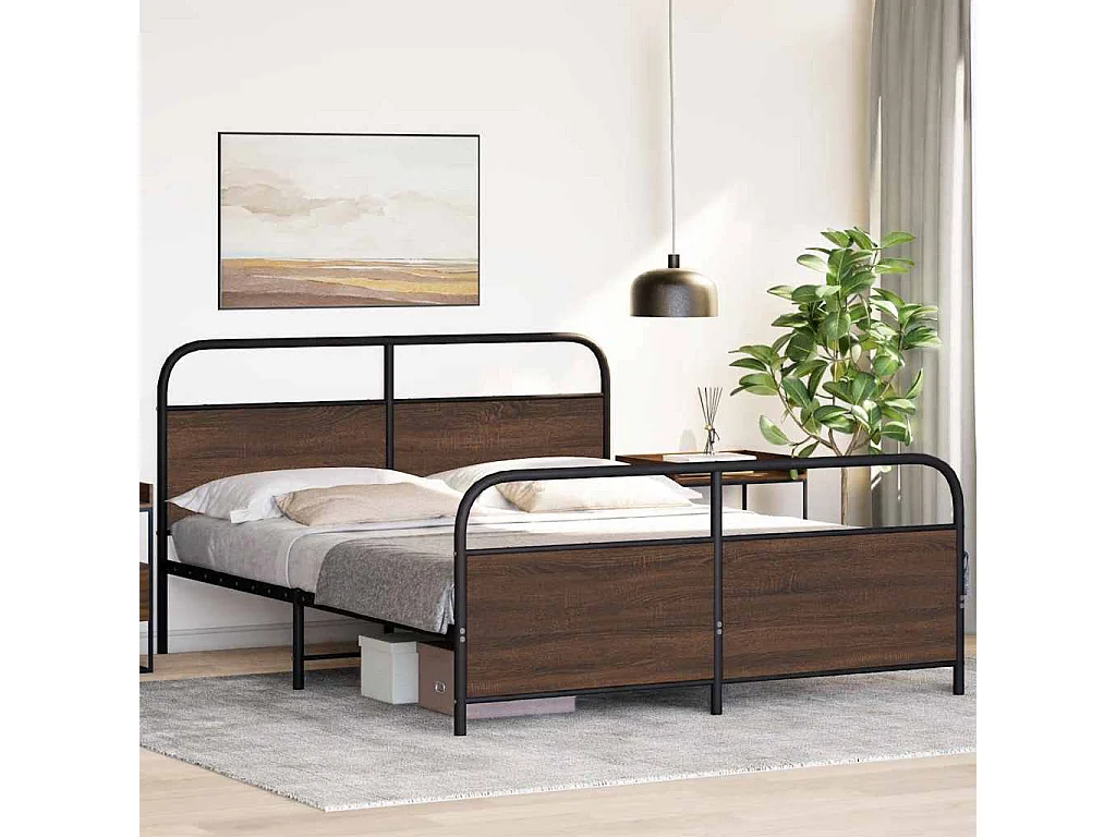 Bedframe zonder matras metaal bruin eikenkleurig 160x200 cm