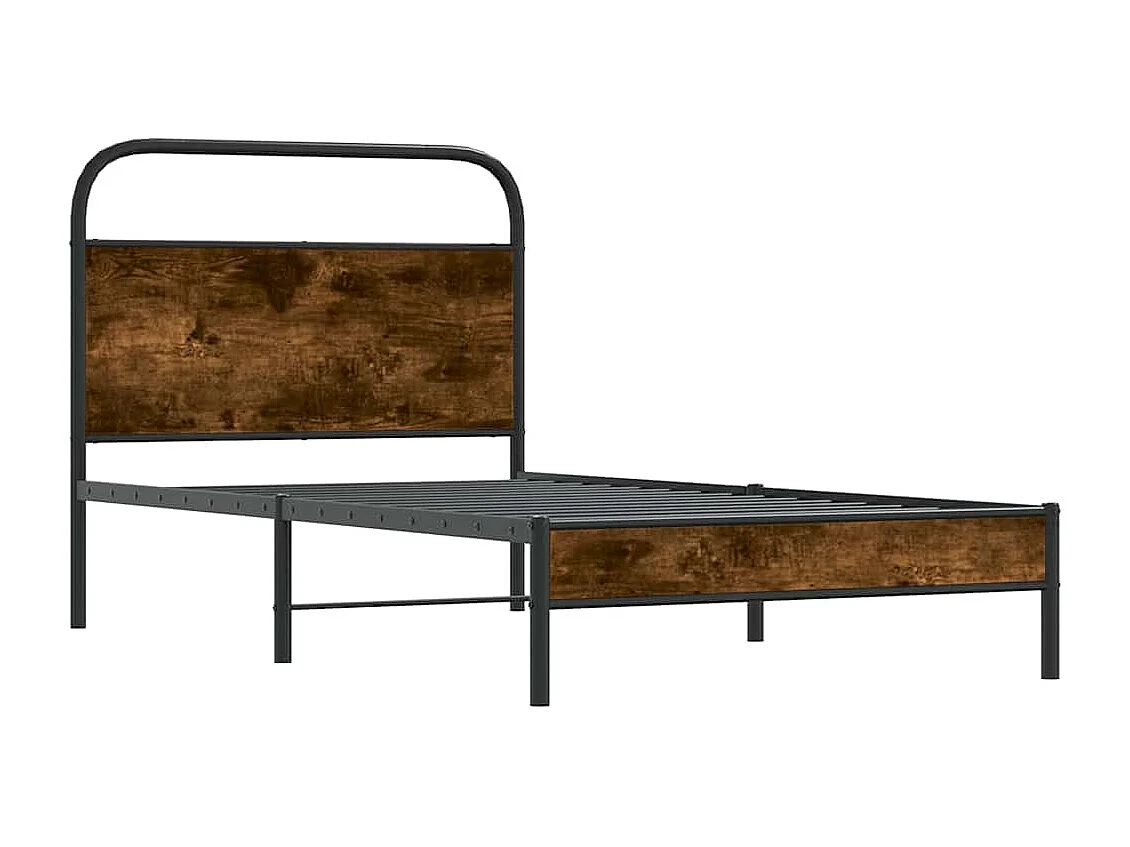 Cadre de lit sans matelas 90x200cm chêne fumé bois d'ingénierie