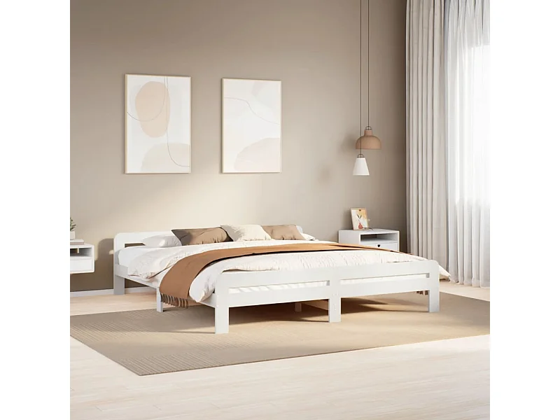 Letto senza Materasso Bianco 180x200 cm Legno Massello di Pino