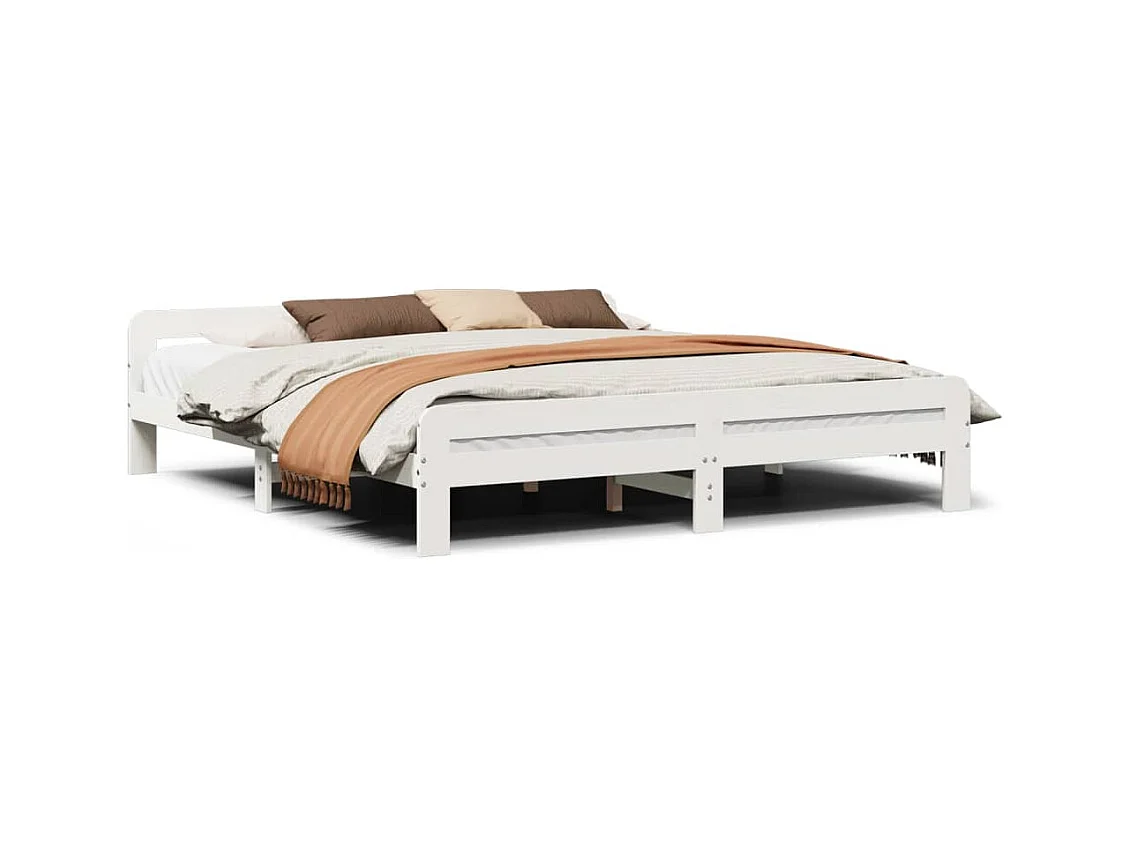 Letto senza Materasso Bianco 180x200 cm Legno Massello di Pino