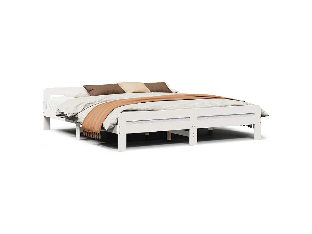 Bedframe zonder matras massief grenenhout wit 180x200 cm