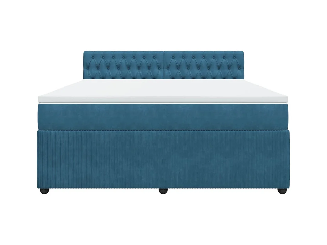 Boxspringbett mit Matratze Blau 180x200 cm Samt