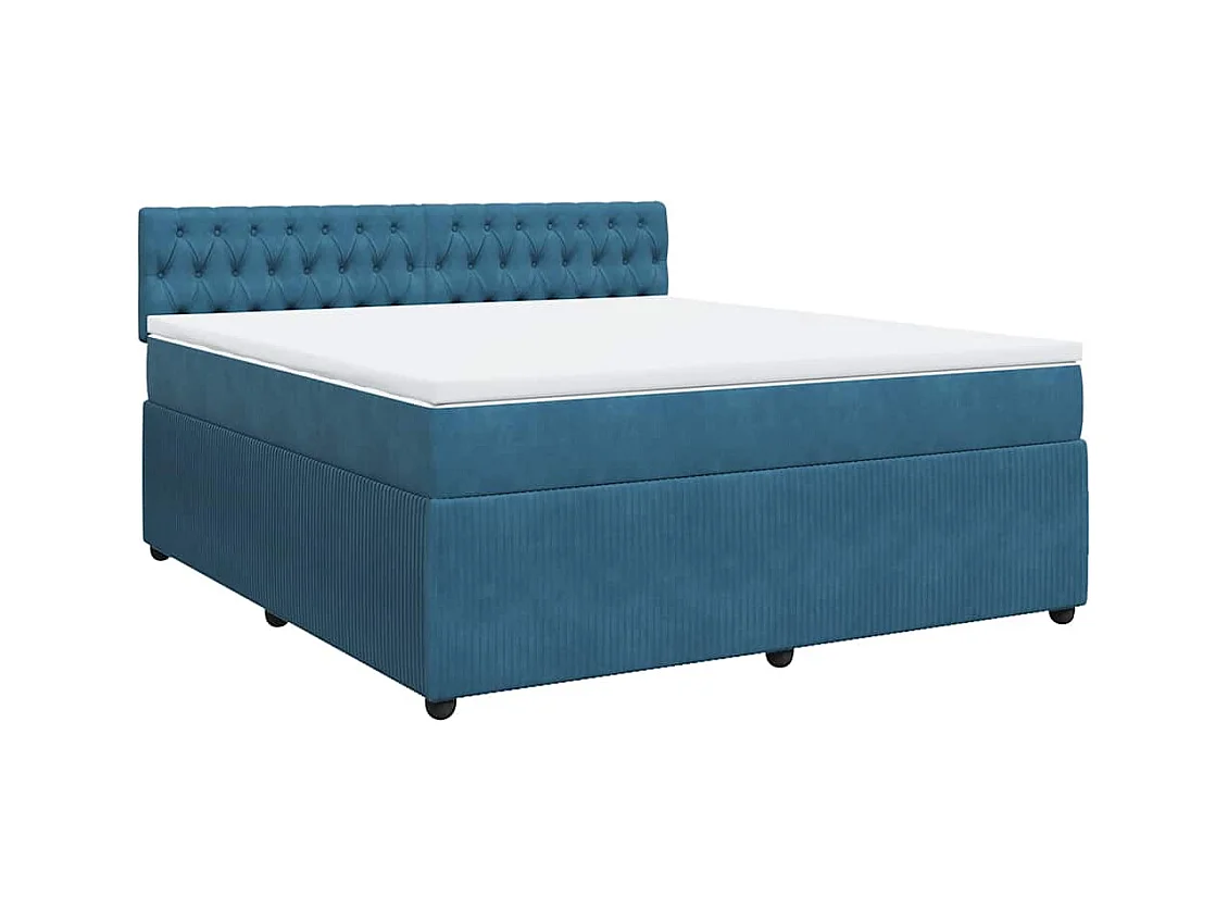 Boxspring met matras fluweel blauw 180x200 cm