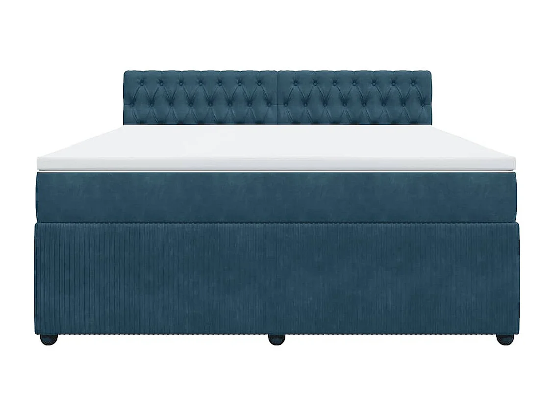 Sommier à lattes de lit et matelas bleu 180x200 cm velours