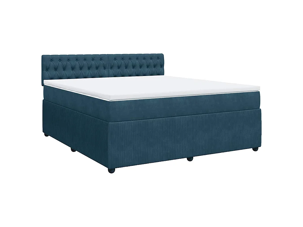 Boxspringbett mit Matratze Blau 180x200 cm Samt