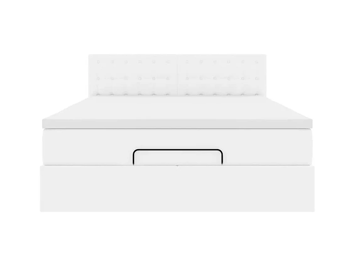 Cadre de lit ottoman avec matelas blanc 140x200 cm similicuir