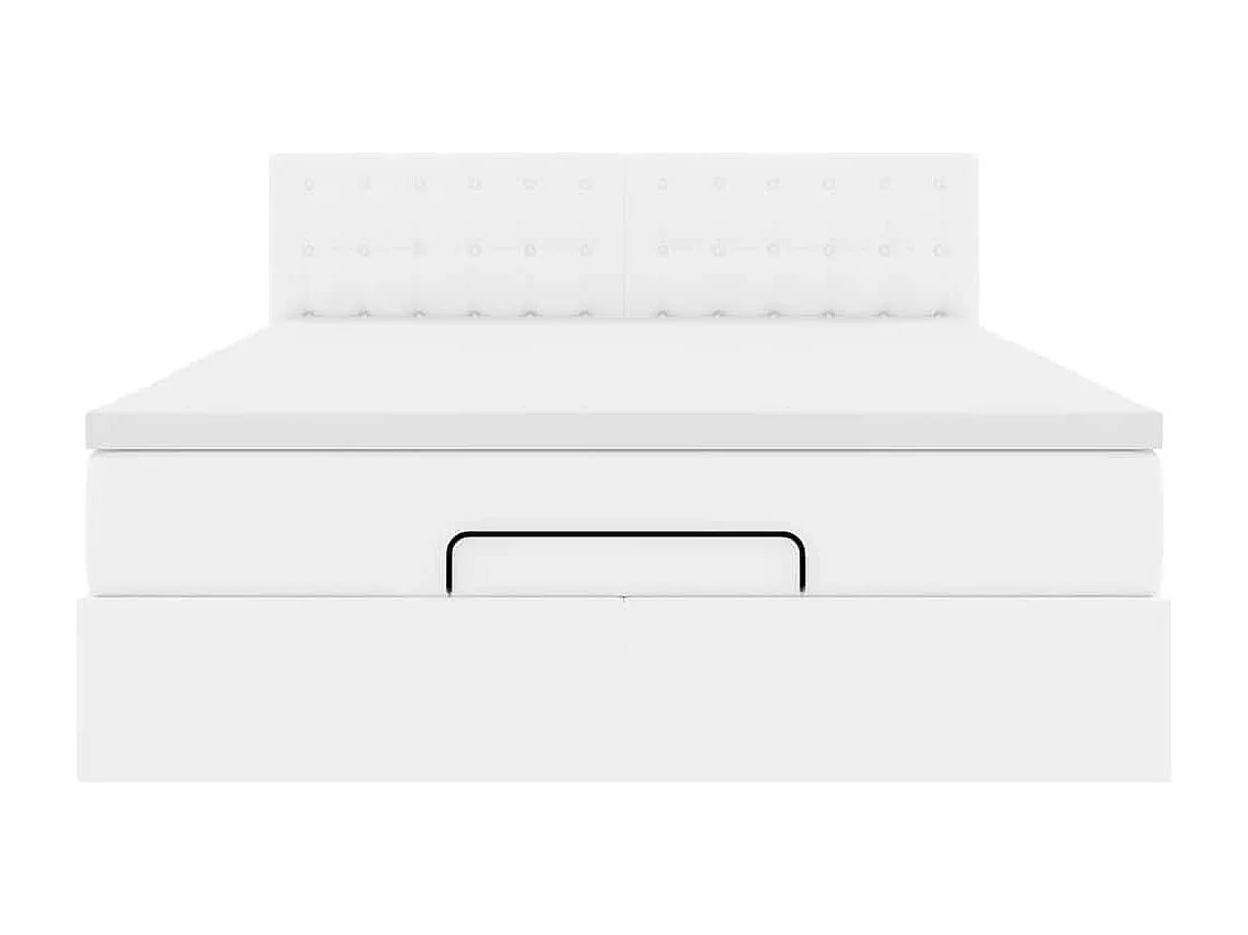 Cadre de lit ottoman avec matelas blanc 140x200 cm similicuir