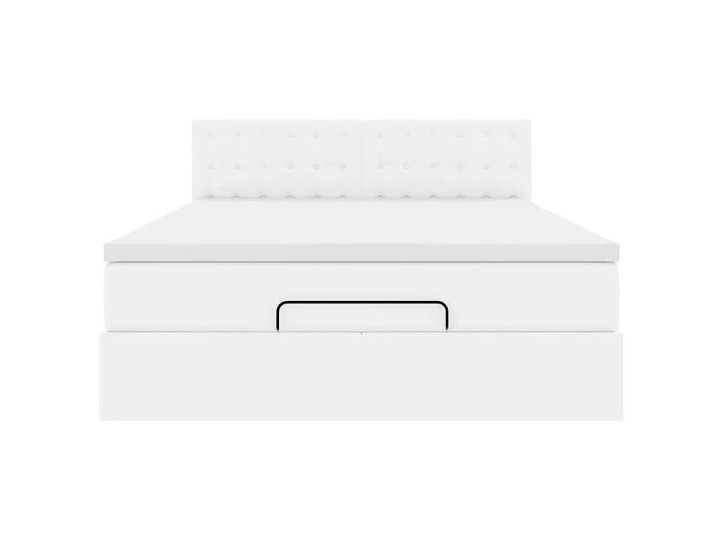 Estructura cama otomana colchón cuero sintético blanco