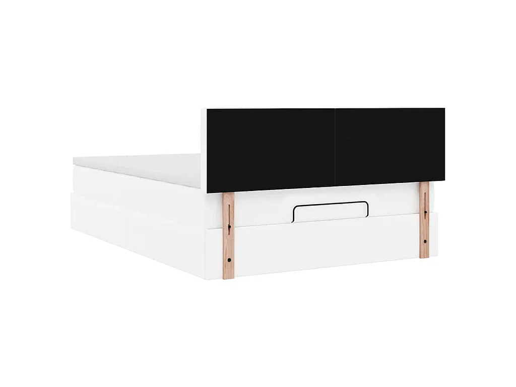 Estructura cama otomana colchón cuero sintético blanco