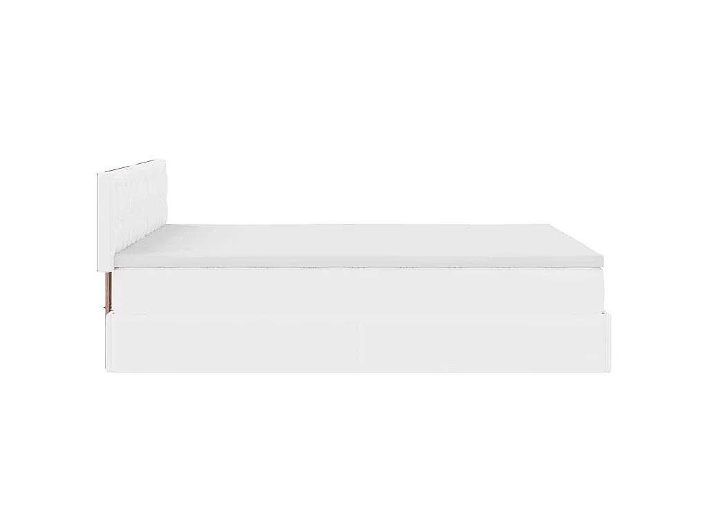Estructura cama otomana colchón cuero sintético blanco