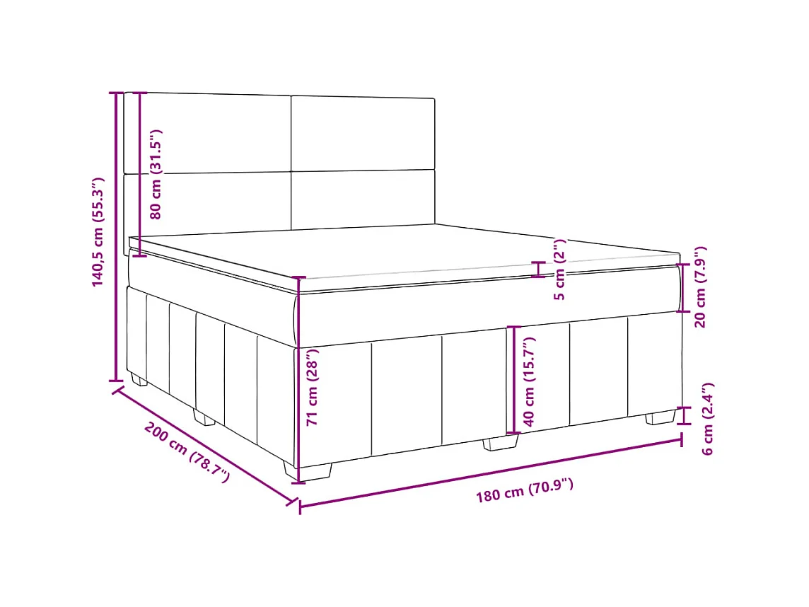 Boxspring met matras stof donkergrijs 180x200 cm
