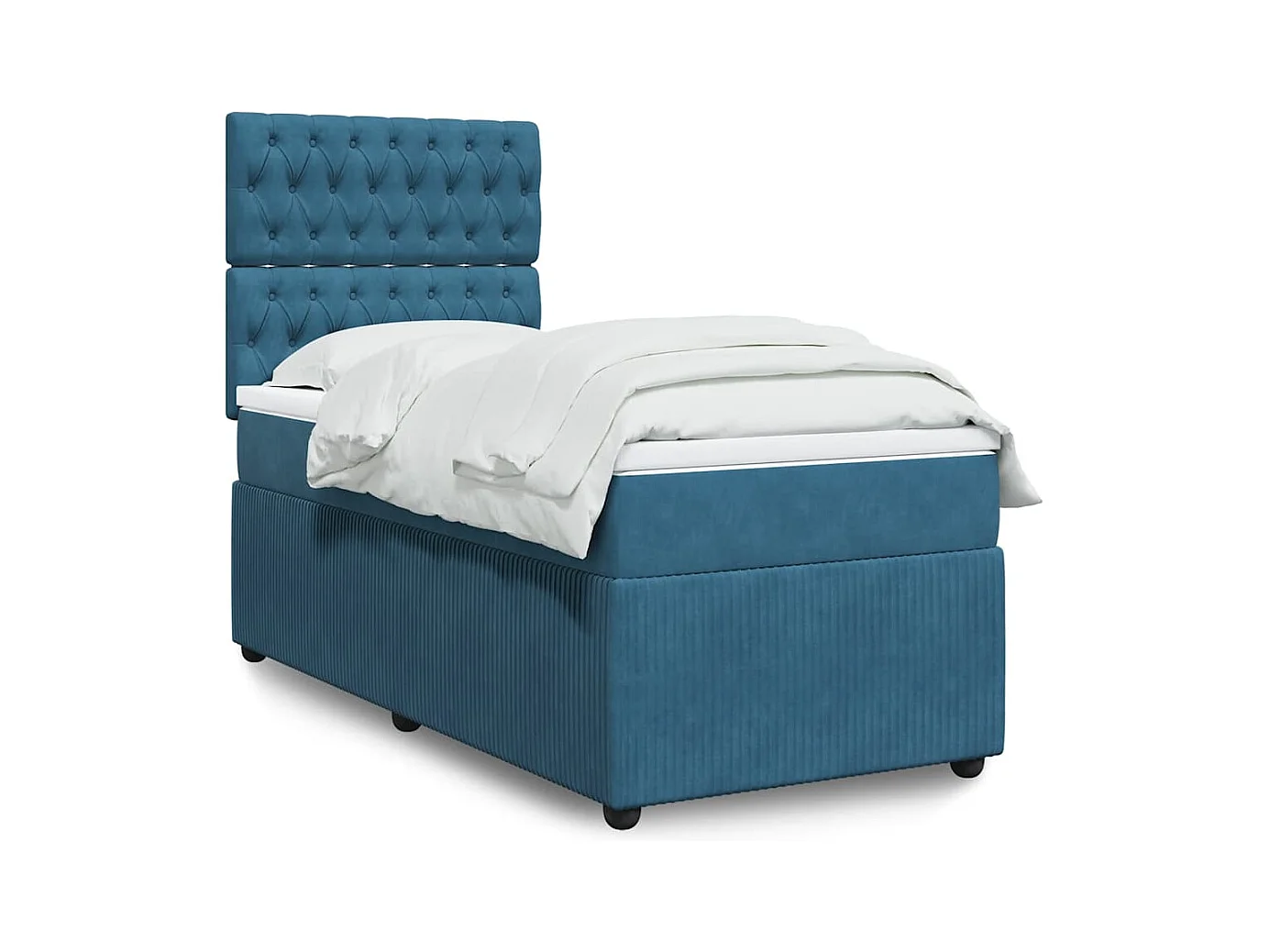 Cama boxspring com colchão 90x200 cm veludo azul