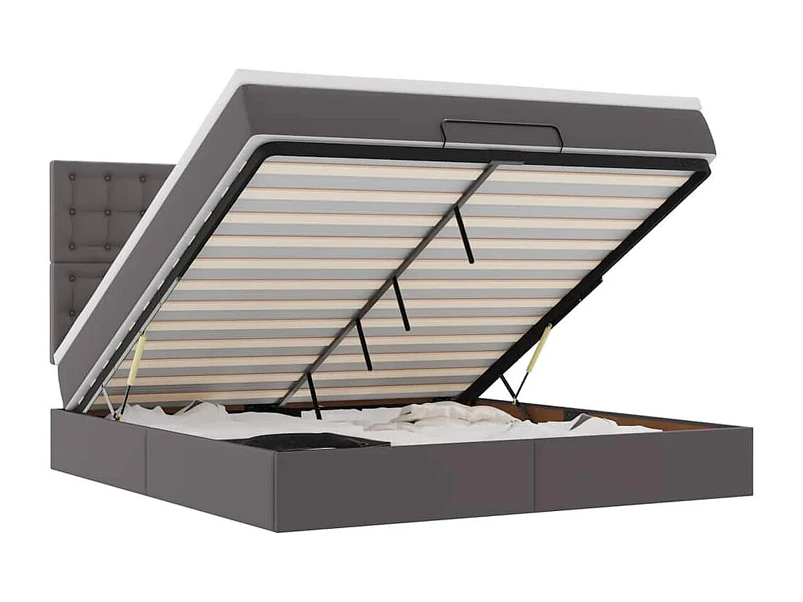 Ottoman bed met matras en LED's 180x200cm kunstleer grijs