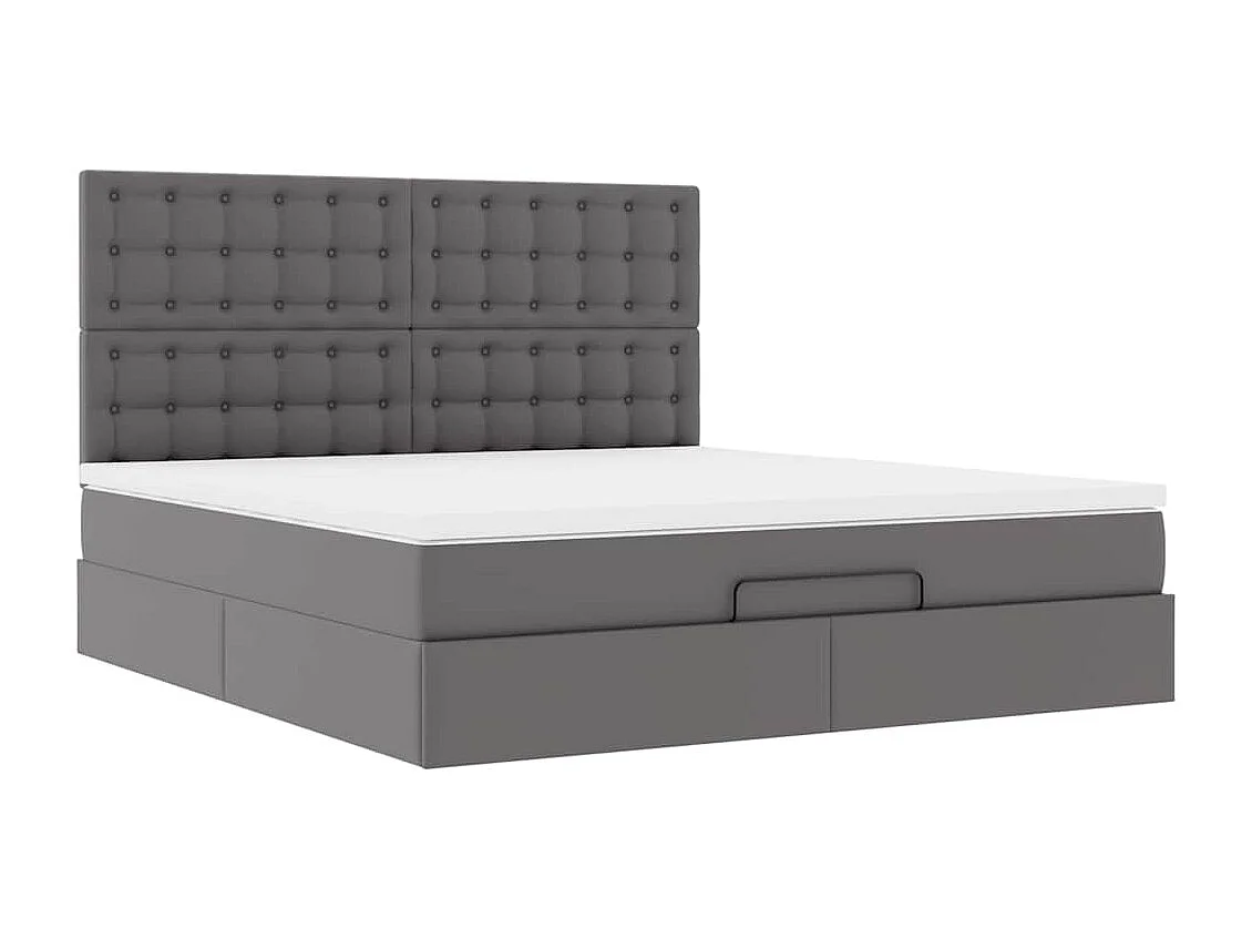 Ottoman bed met matras en LED's 180x200cm kunstleer grijs