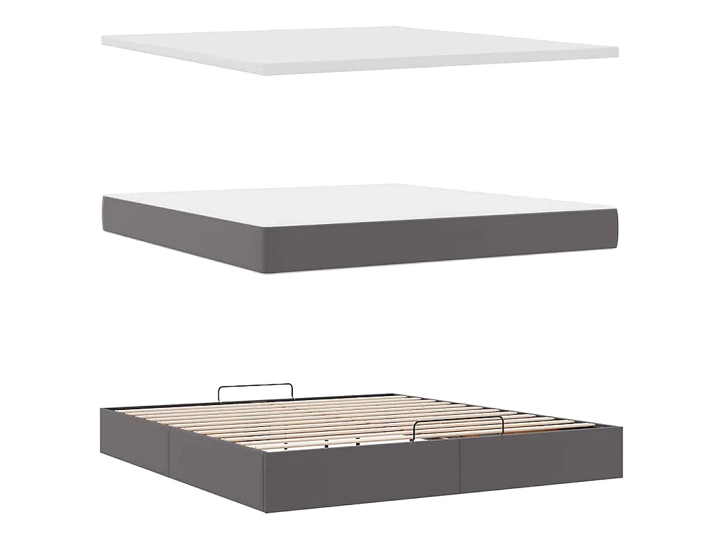 Ottoman bed met matras en LED's 180x200cm kunstleer grijs