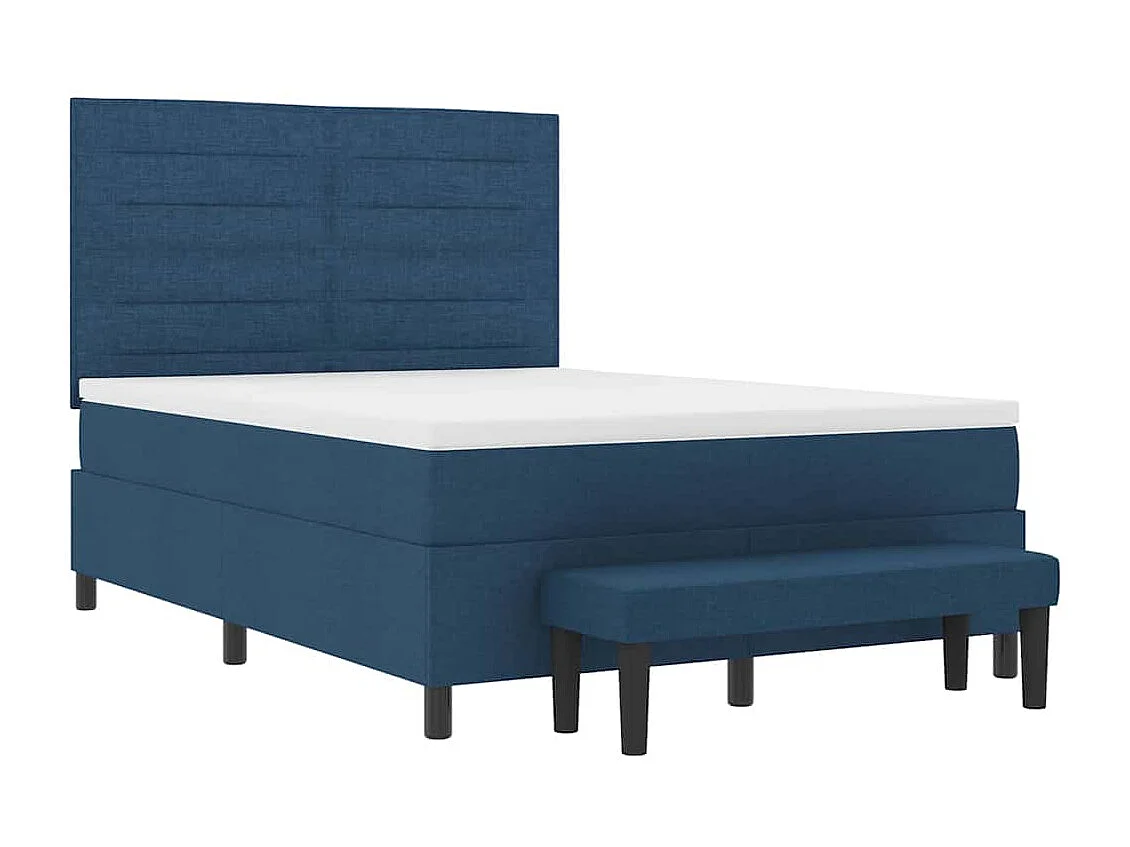 Boxspringbett mit Matratze mit Kopfteil Blau 140 x 200 cm Stoff