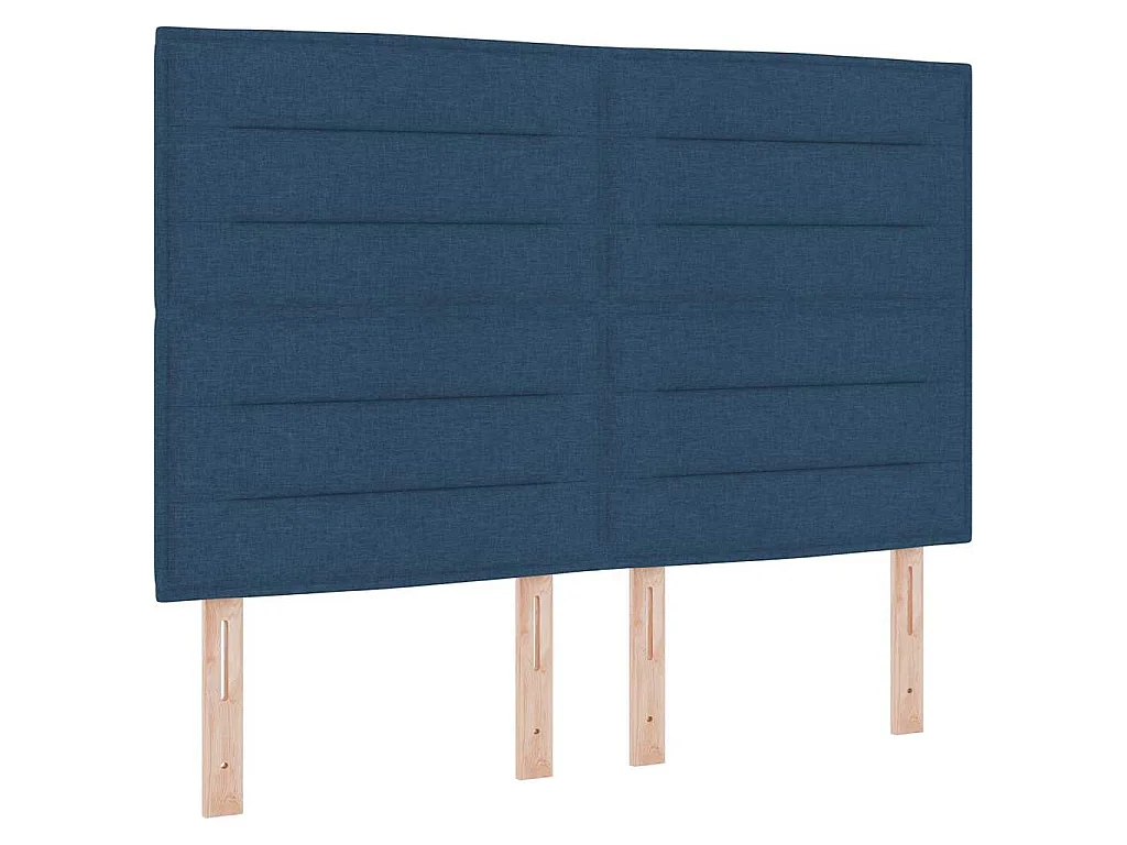 Lit à ressorts avec tête de lit Bleu 140 x 200 cm tissu