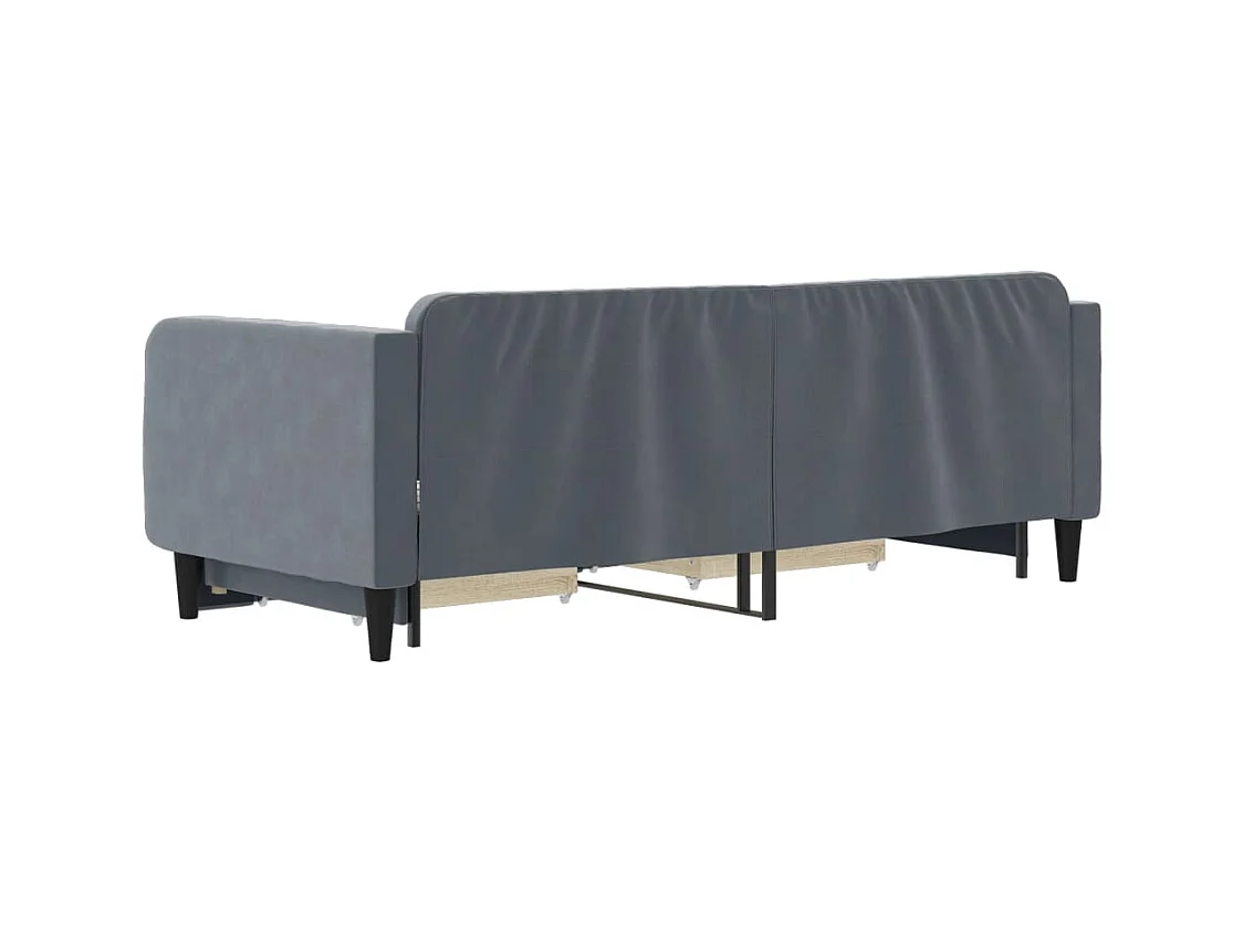 Divano Letto Estraibile Cassetti Grigio Scuro 90x200cm Velluto