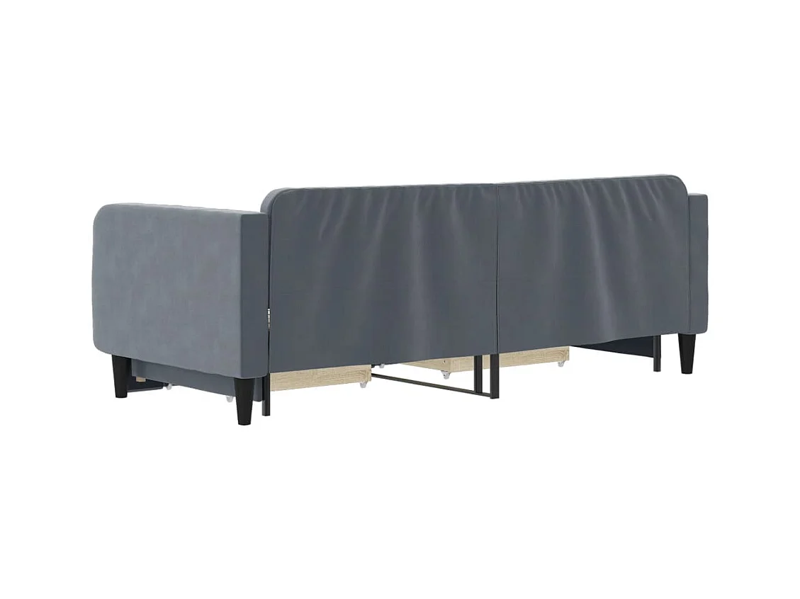 Divano Letto Estraibile Cassetti Grigio Scuro 90x200cm Velluto