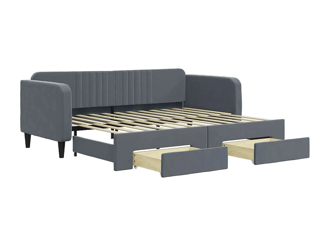 Tagesbett Ausziehbar mit Schubladen Dunkelgrau 90x200 cm Samt
