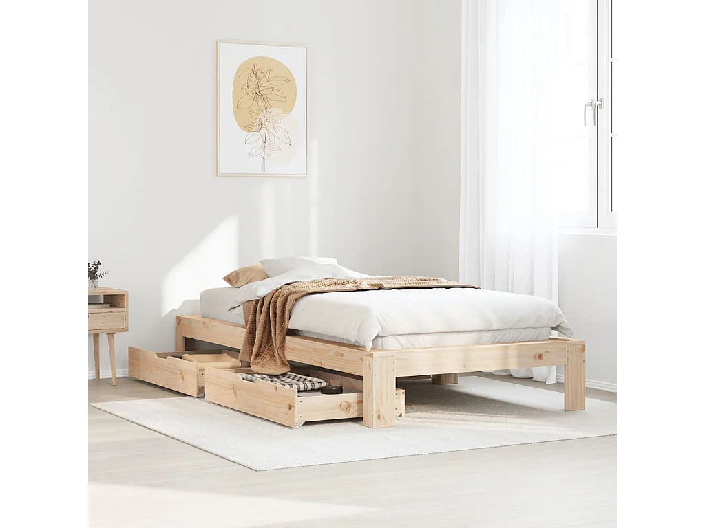 Bedframe zonder matras massief grenenhout 90x190 cm