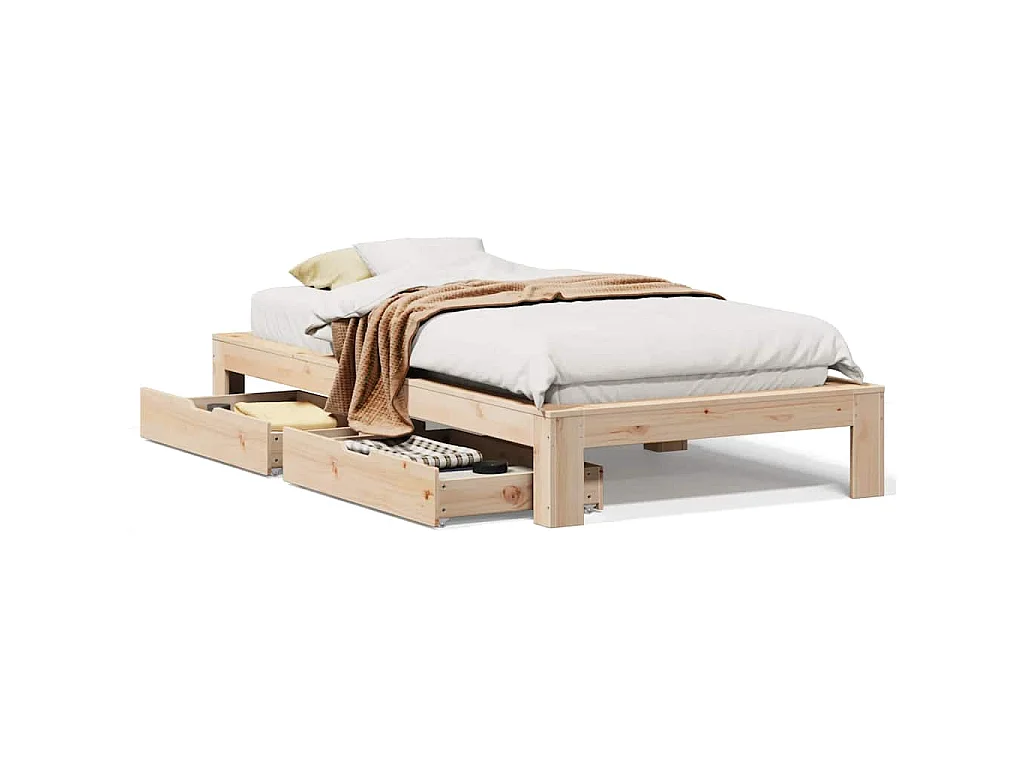 Letto senza Materasso 90x190 cm in Legno Massello di Pino