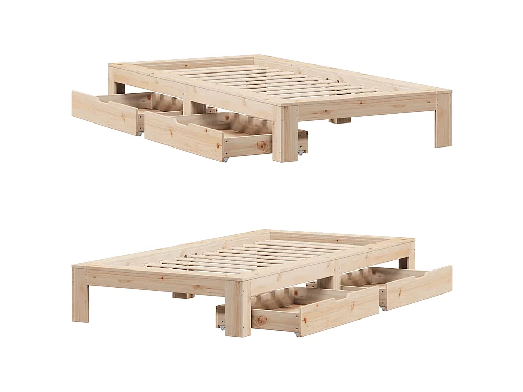 Letto senza Materasso 90x190 cm in Legno Massello di Pino