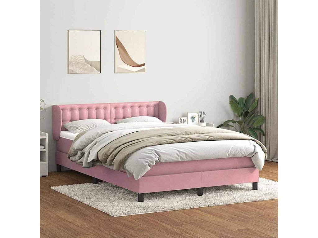 Boxspringbett mit Matratze Rosa 140x210 cm Samt