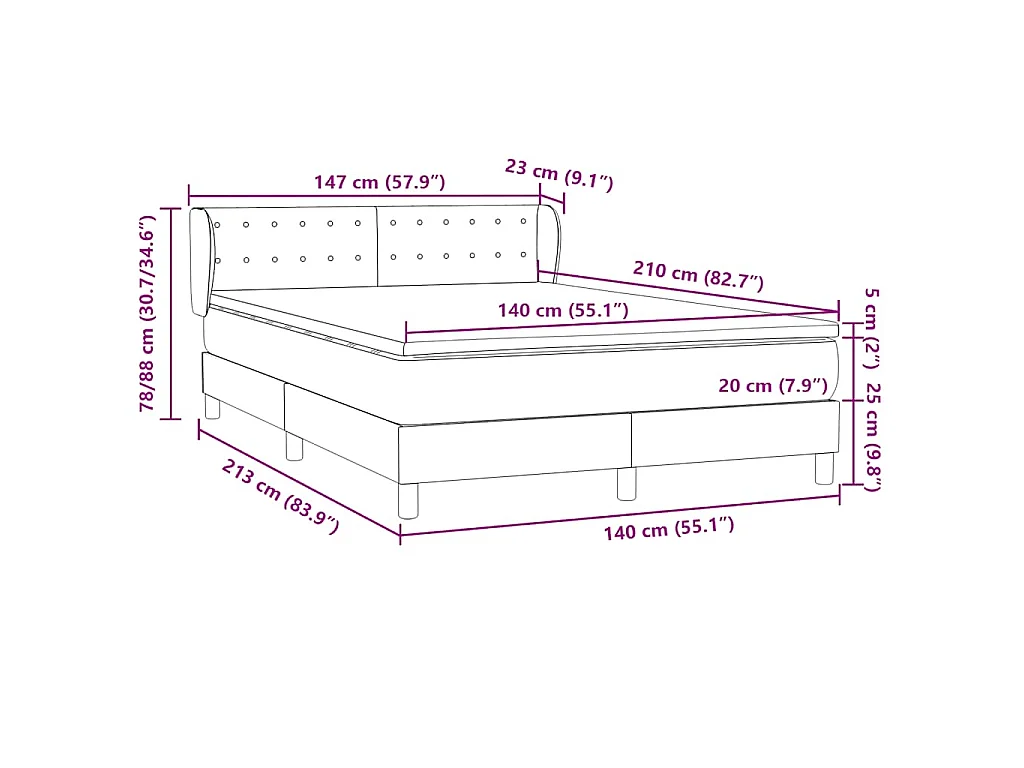 Boxspringbett mit Matratze Rosa 140x210 cm Samt