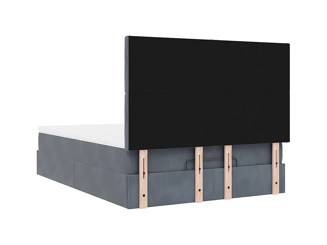 Cadre de lit ottoman avec matelas gris foncé 140x200 cm velours