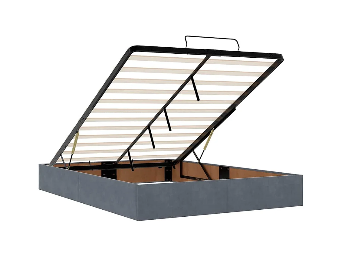 Cadre de lit ottoman avec matelas gris foncé 140x200 cm velours