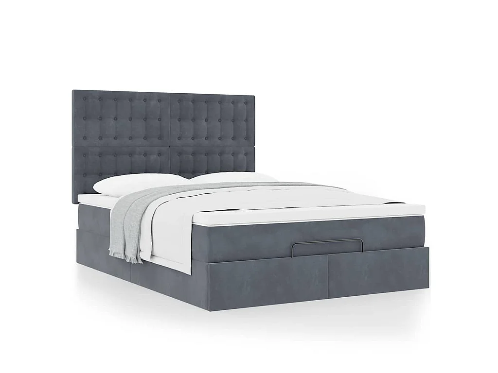 Struttura Letto Pouf con Materassi 140x200 cm in Velluto